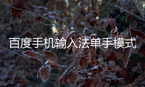 百度手机输入法单手模式怎么用 有时候会用到单手模式